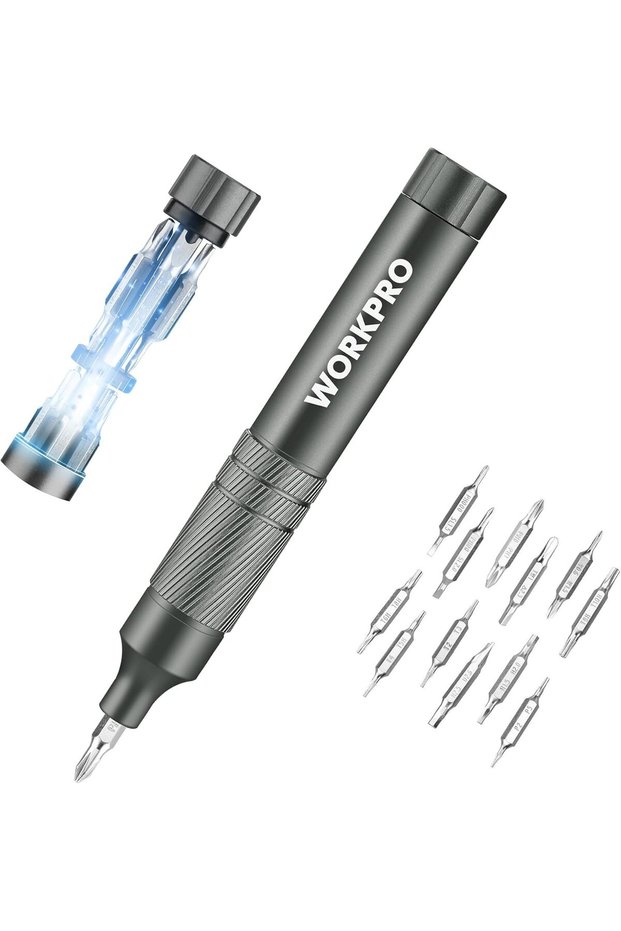 WORKPRO 24-in-1 Precision Screwdriver, Pen Style, S2 Steel Bits, Grey