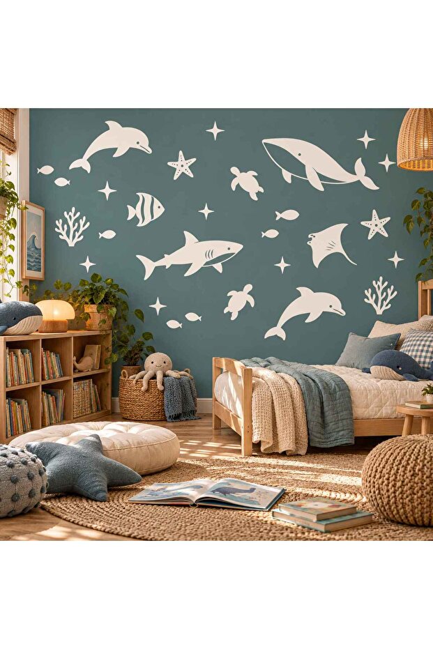 Sea Creatures Wall Sticker Set - Children's Room Wall Decal - Underwater Themed Wall Decal