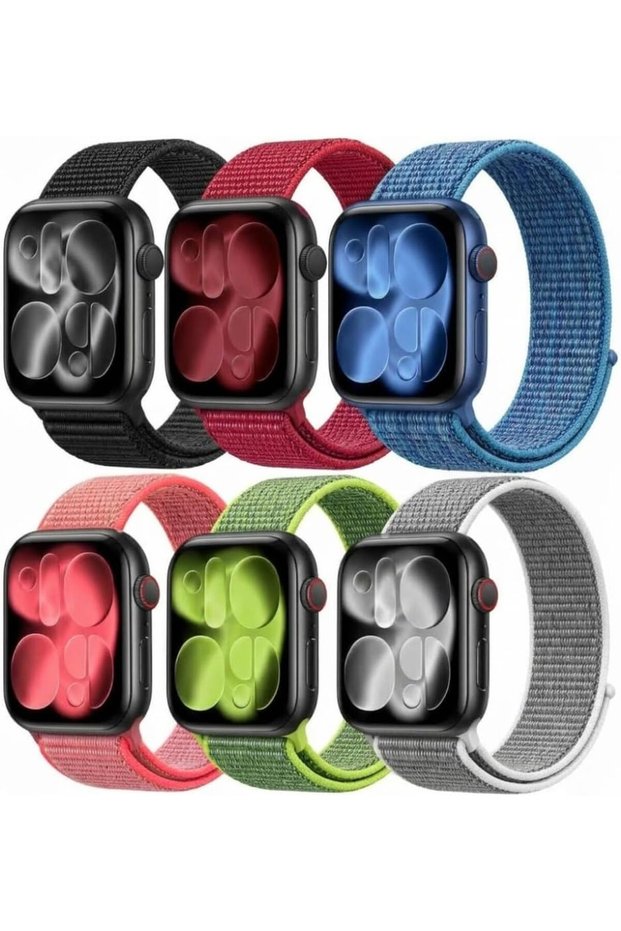 6 Pack Sport Nylon Loop Band Compatible with Apple Watch Band Series 12 | 11 | 10 | 9 | 8 | 7 | 6 | SE | 5 | 4 | 3 | 2 |1, 38mm 40mm 41mm 42mm Adjustable Breathable Braided Straps-Vibrants Set