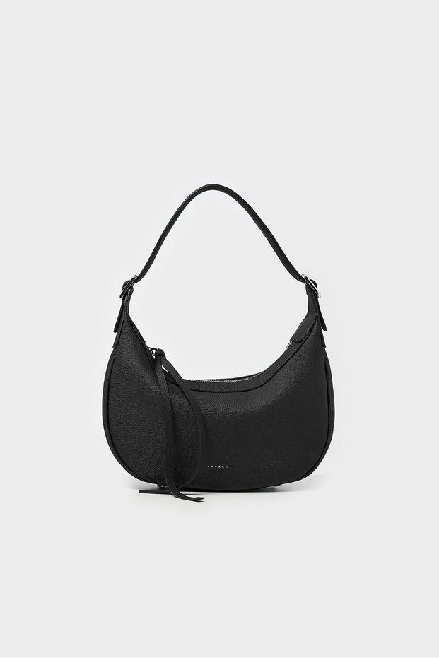 Baguete Shoulder Bag with Clasp - Black
