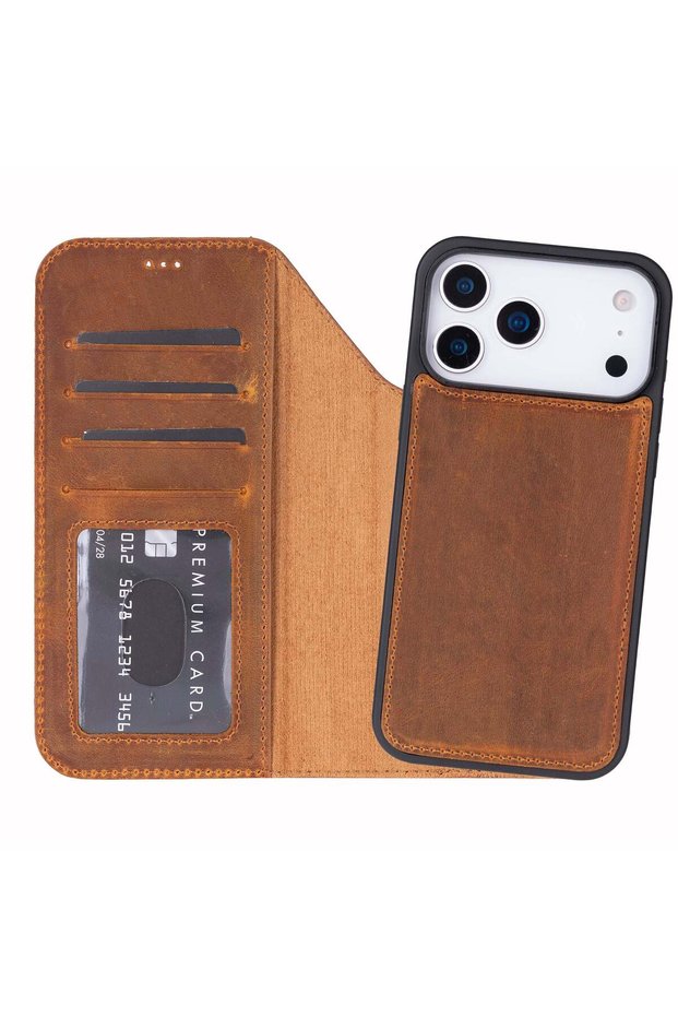 Bloomcase porta moccasin tan iphone 18 pro / 17 pro magsafe rfid genuine leather wallet case