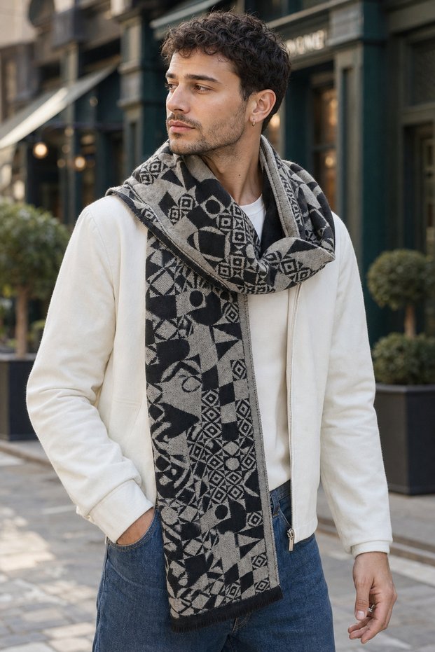 Men's winter shawl scarf