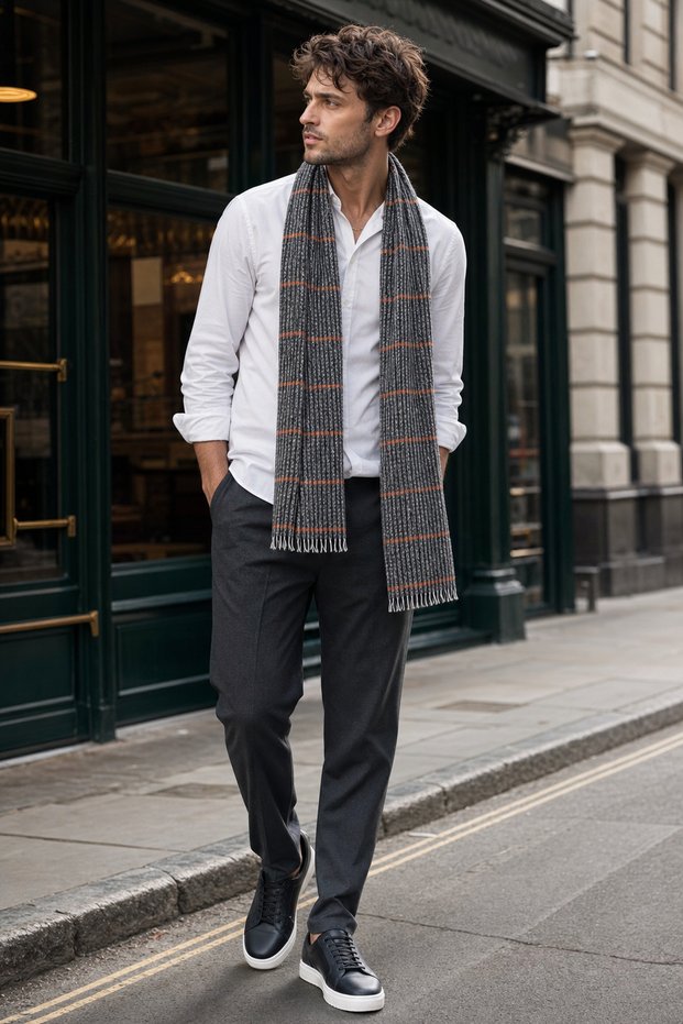 Men's winter shawl scarf
