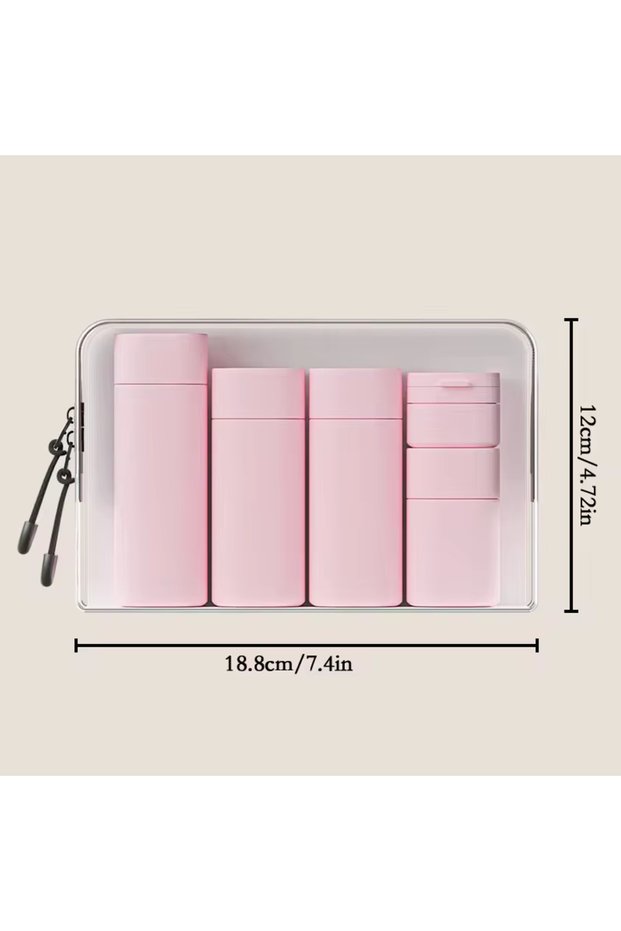 pink 5pcs Multiple Colors Portable Soft Touch Cream Travel Dispenser Bottles Set for Lotion, Cleanse