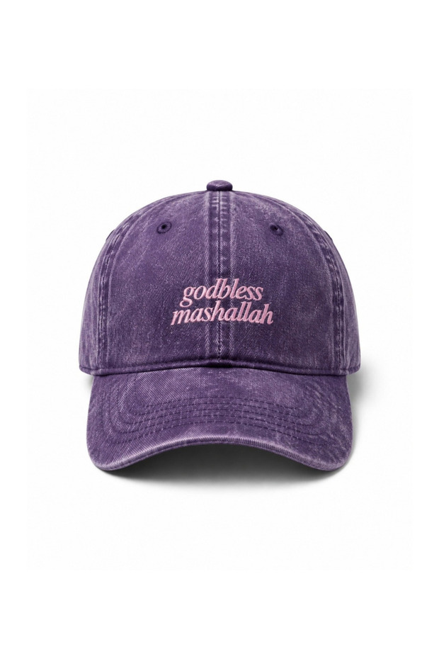 Godbless Mashallah Embroidered Washable Cotton Hat - Godbless Mashallah Embroidered Daily Adjustable Cotton Cap