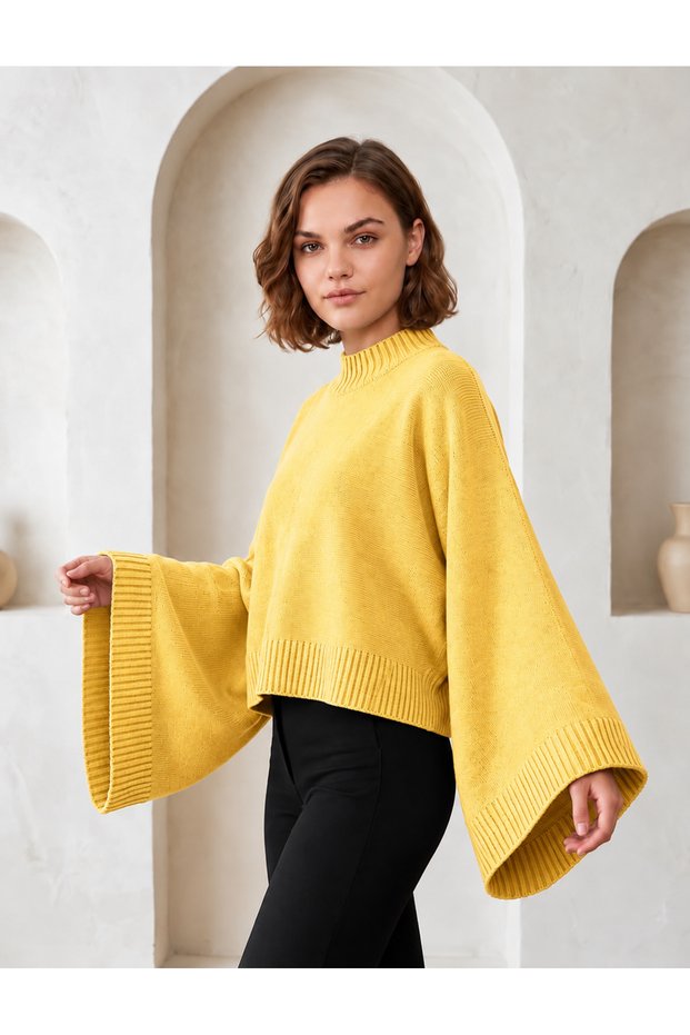 Women's Turtleneck Spanish Sleeve Oversize Knitwear Sweater