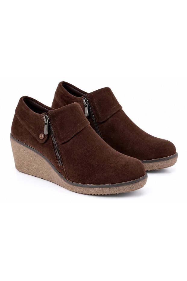3335 Genuine Leather Casual Women's Shoes - Brown Suede