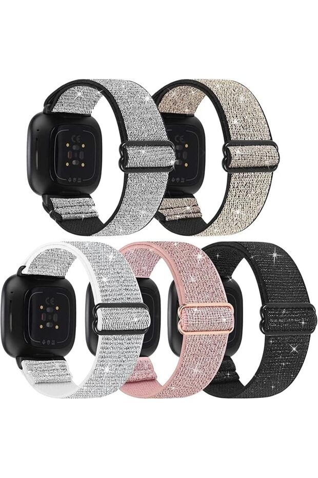 أحزمة مرنة متوافقة مع Fitbit Versa 3 / Fitbit Sense، أحزمة بديلة قابلة للتعديل من النايلون