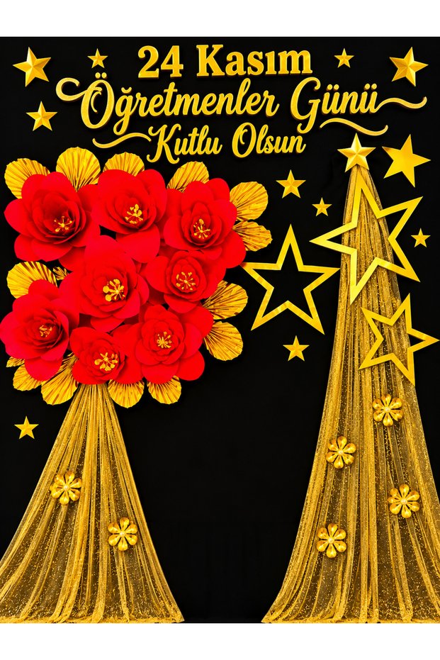 24 November Happy Teachers' Day, School Event Fabric Backdrop