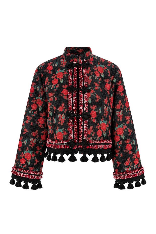 Tasseled Patterned Design Jacket