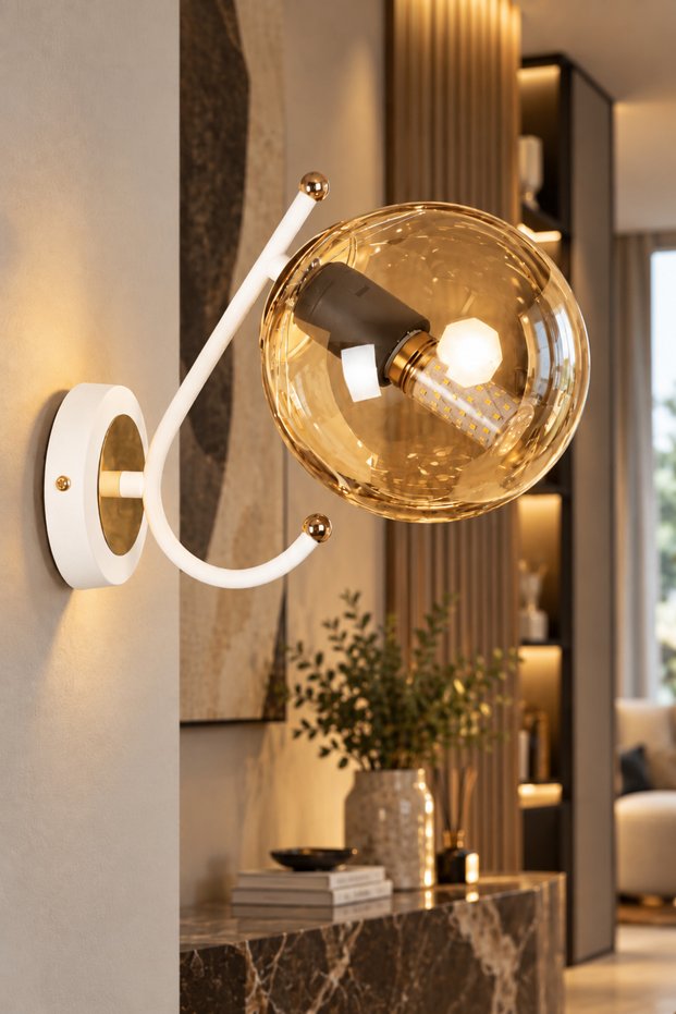 Sienta White Gold Honey Glass Wall Sconce