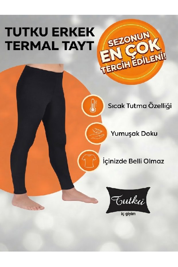 Tutku Brand, Warm, Soft Textured Men's Thermal Underwear Leggings
