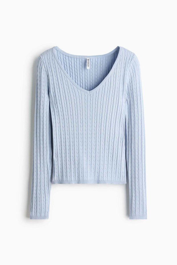 Cable-knit viscose-blend jumper