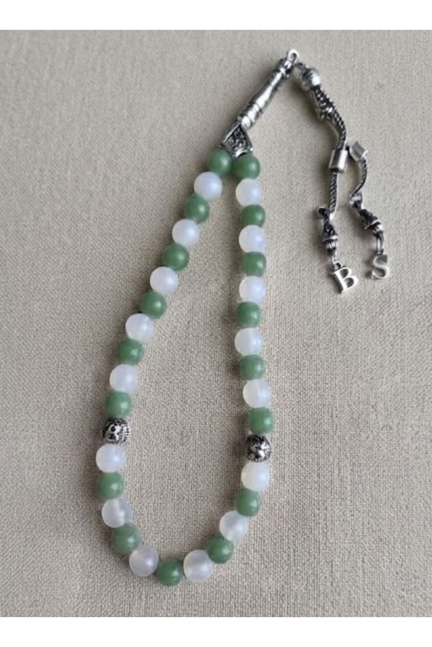 Avantürin and Translucent Quartz Natural Stone Lucky Prayer Beads 33 Pieces