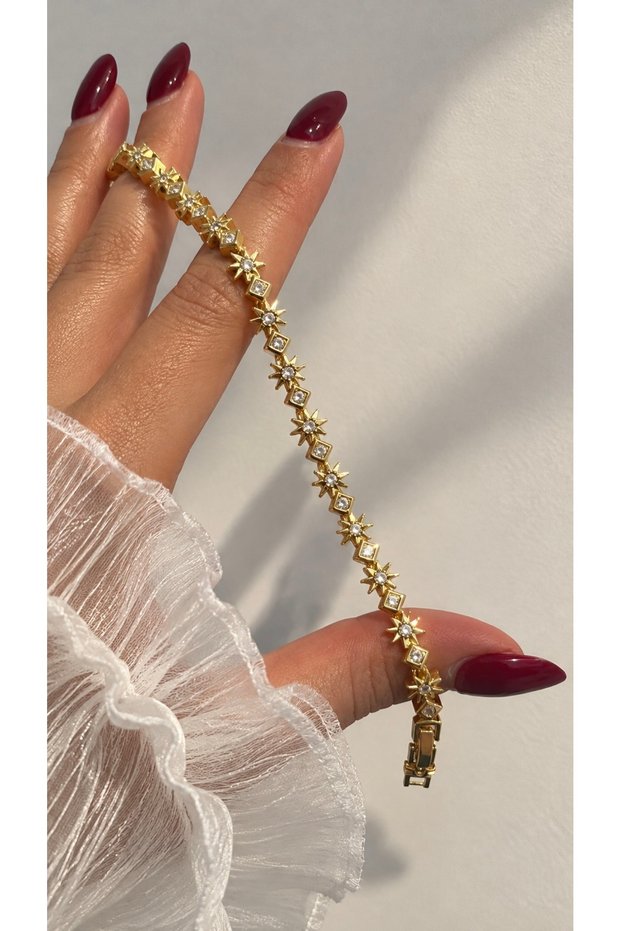 Sun Model Zircon Stone Design Stainless Steel Bracelet 15+3cm