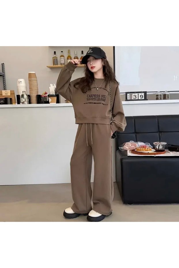 Special Series Carpess Hili Printed 100% Cotton 3 Yarn Spanish Pants Winter Girls' Street Style Track Suit Set