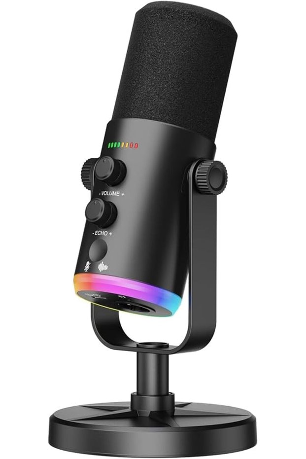 ميكروفون ألعاب ديناميكي USB/XLR مع إلغاء الضوضاء بالذكاء الاصطناعي للكمبيوتر الشخصي/البث المباشر