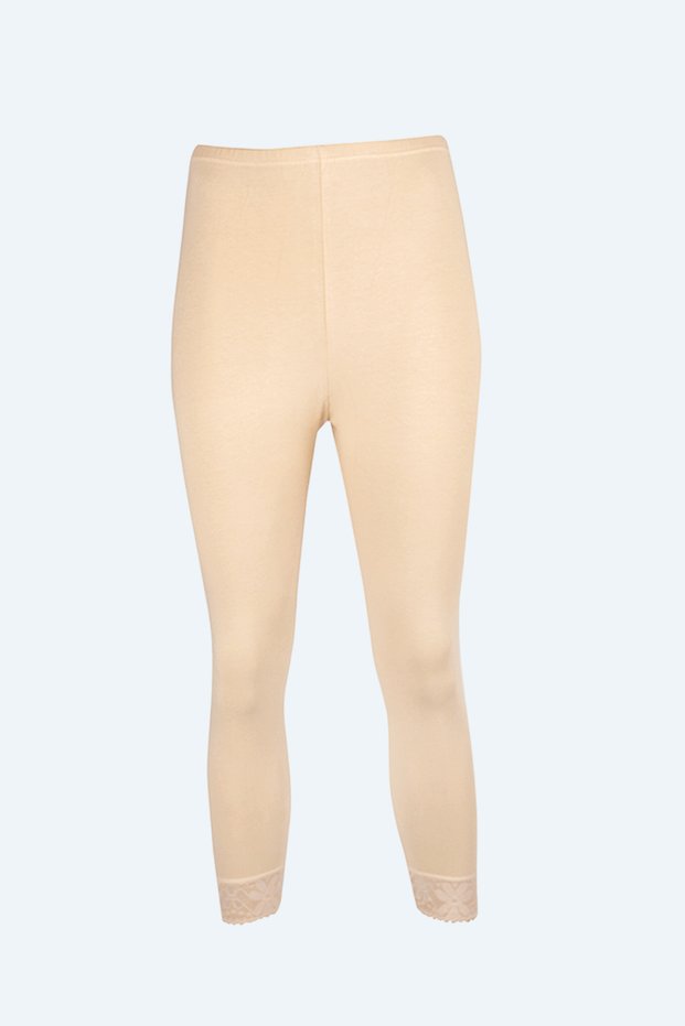 Skin-Colored Ribbed Lace Long Tights 238-4 (6 Pieces)