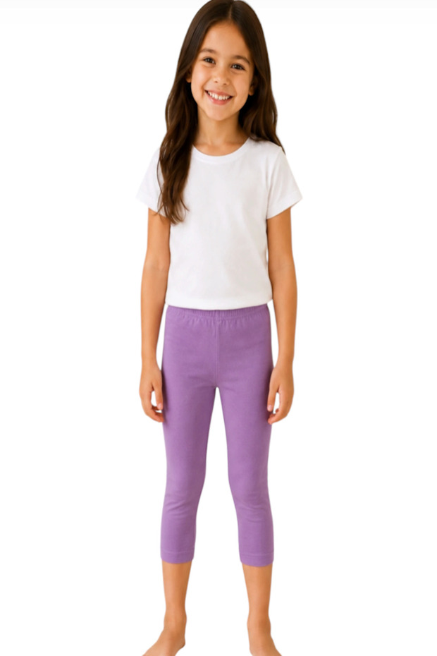 Lilac Lycra Girls' Folded Knee-Length Tights 350 (6 Pieces)