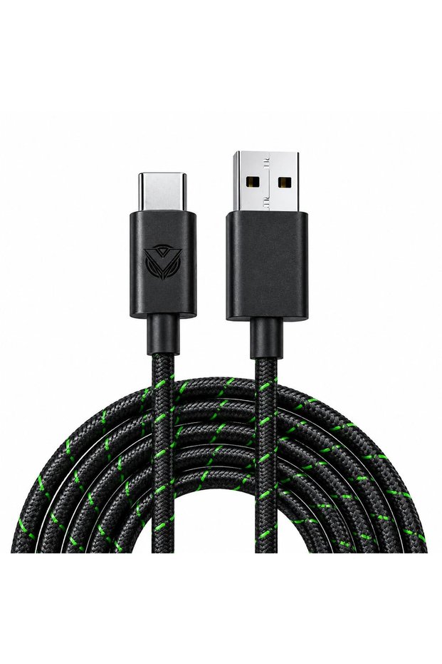كابل شحن ونقل بيانات من نوع USB-C إلى USB-A لجهاز PS5 وأجهزة التحكم - شحن سريع، سلك مجدول متين، مزامنة عالية السرعة، أسود اللون