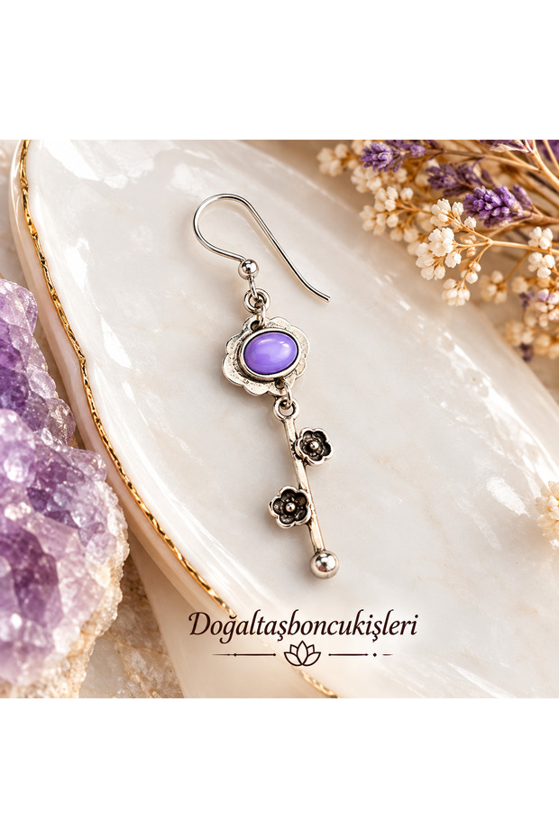 Purple Earrings Silver Alloy Single Earring