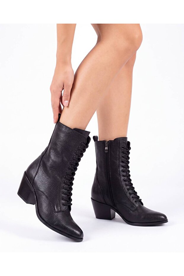 Code.210. Western-Style Boots, Ornamental Bag, Zipper with Floating Print.