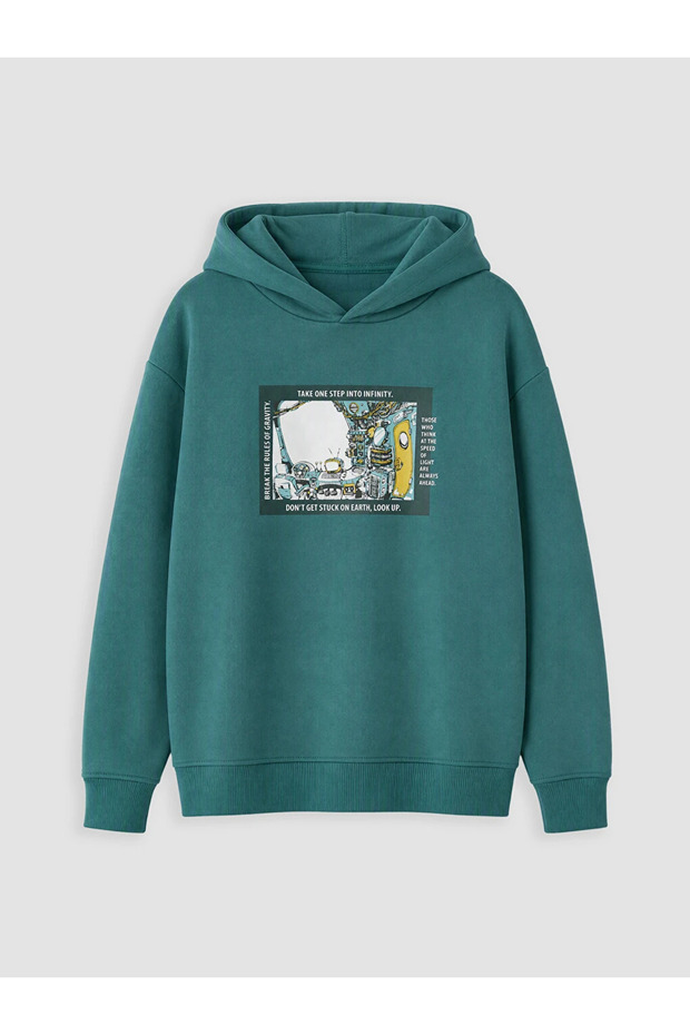 سترة سميكة للأولاد باللون الأخضر مطبوع