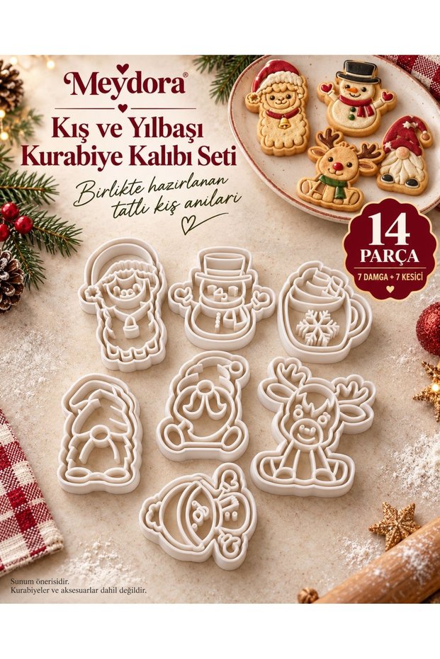 Meydora Winter Christmas and New Year Cookie Mold Set 14 Pieces