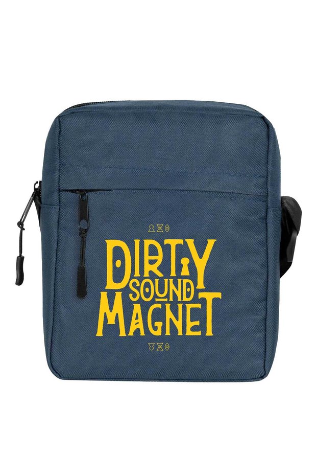 Dirty Sound Magnet Text Shoulder Bag Navy Blue Color