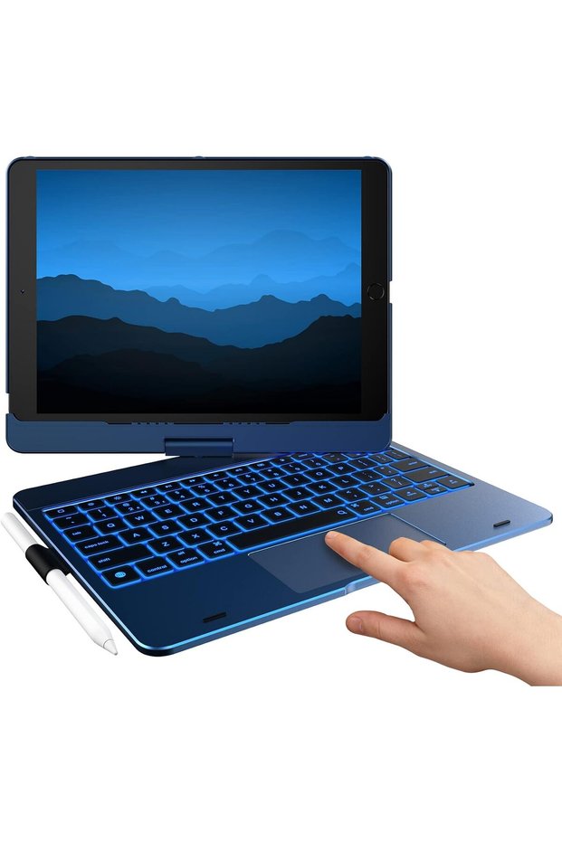 Touch Keyboard Case for iPad 9th/8th/7th Gen, 360° Rotatable