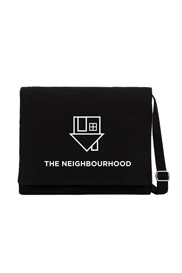 The Neighborhood Logo Text Black Canvas Messenger Bag