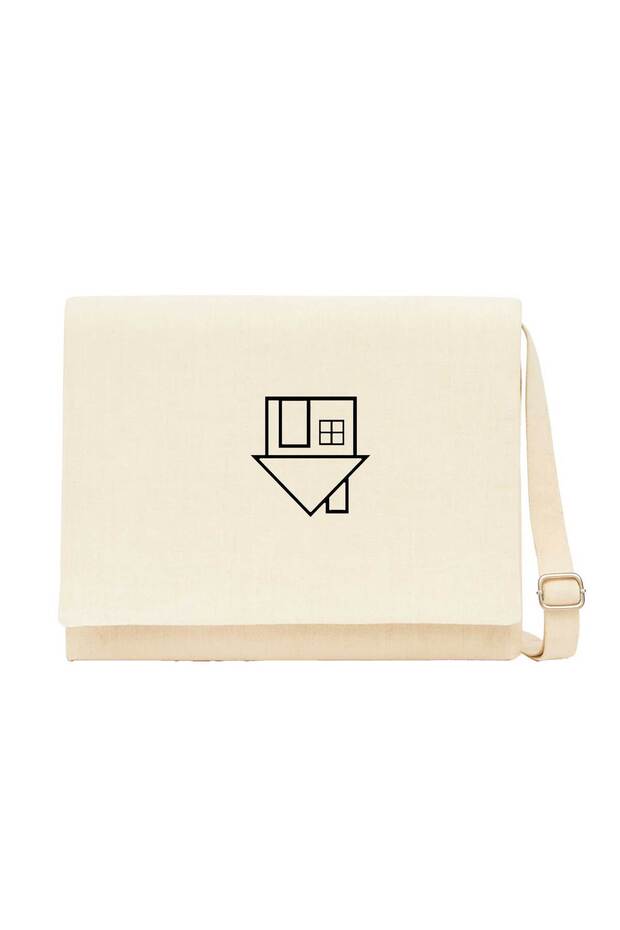 The Neighborhood Logo Cream Canvas Messenger Bag
