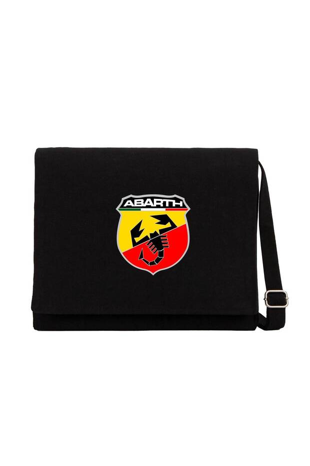 Abarth Logo Black Messenger Bag Black Canvas Messenger Bag