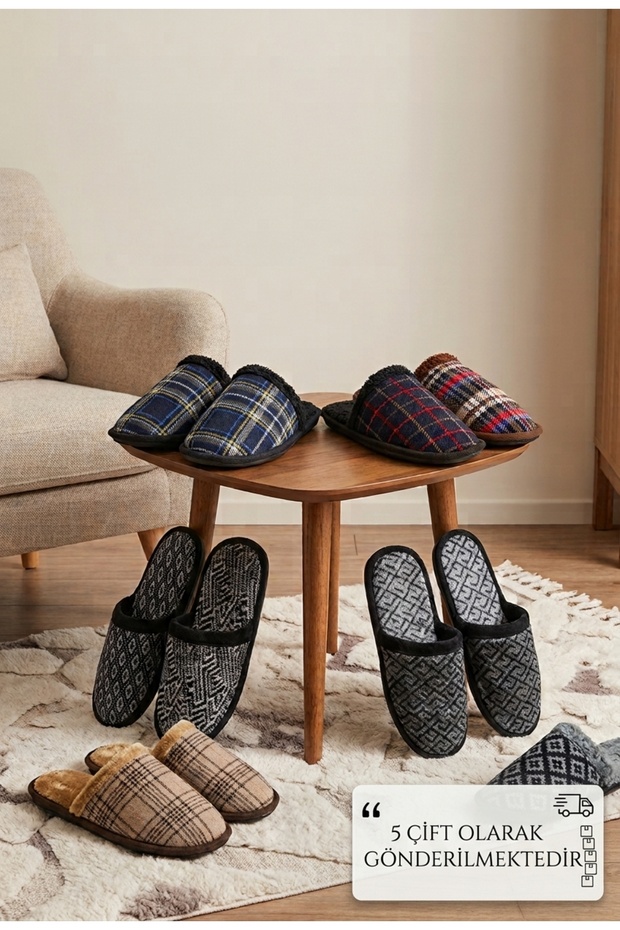 5-Piece Men's House Slippers, Guest Slippers, Dowry Slippers, Groom's Bundle Slippers, Gift Carpet, Cheap Slippers