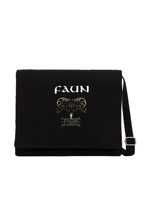Faun Pagan Black Canvas Messenger Bag