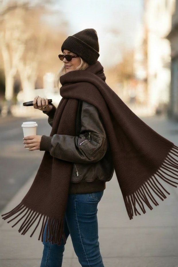 Puffy Cherry Scarf Shawl Shoulder Wrap - Curled Scarf Shawl - Puffy Cherry Soft Shoulder Wrap