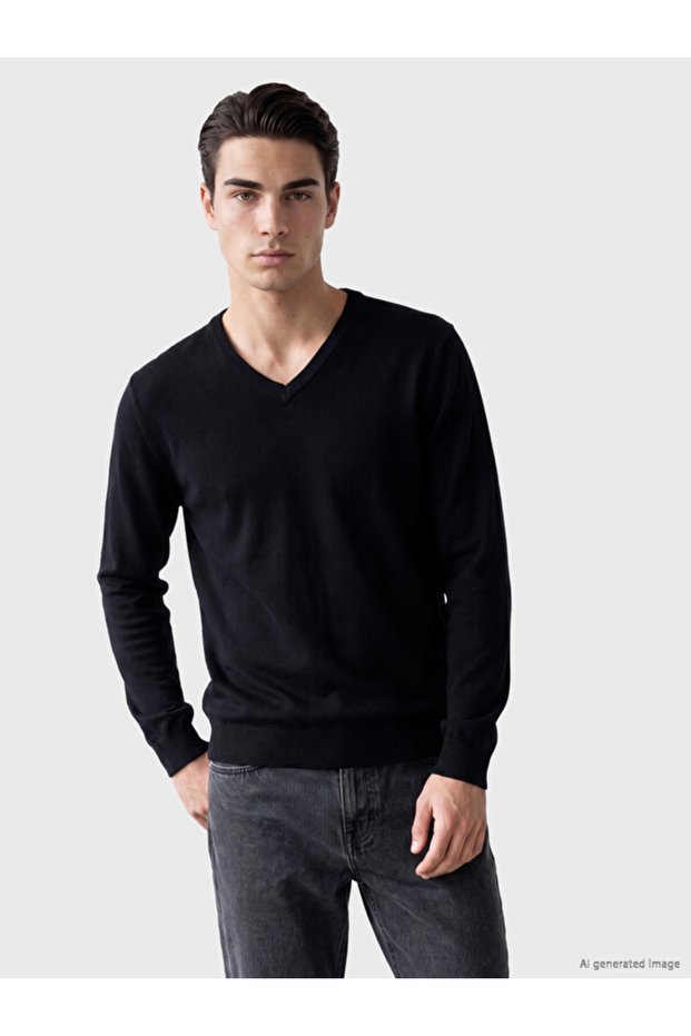 Rmz Gi̇yi̇m Farkiyla V Dikim Men's Knitwear Sweater