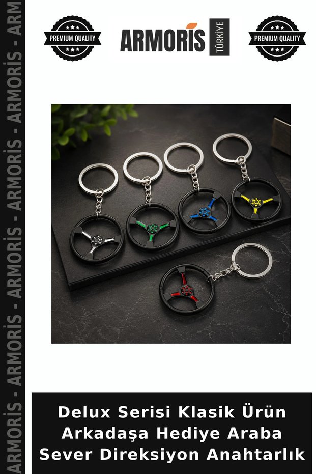 Delux Series Classic Product Gift for a Friend Car Enthusiast Steering Wheel Keychain