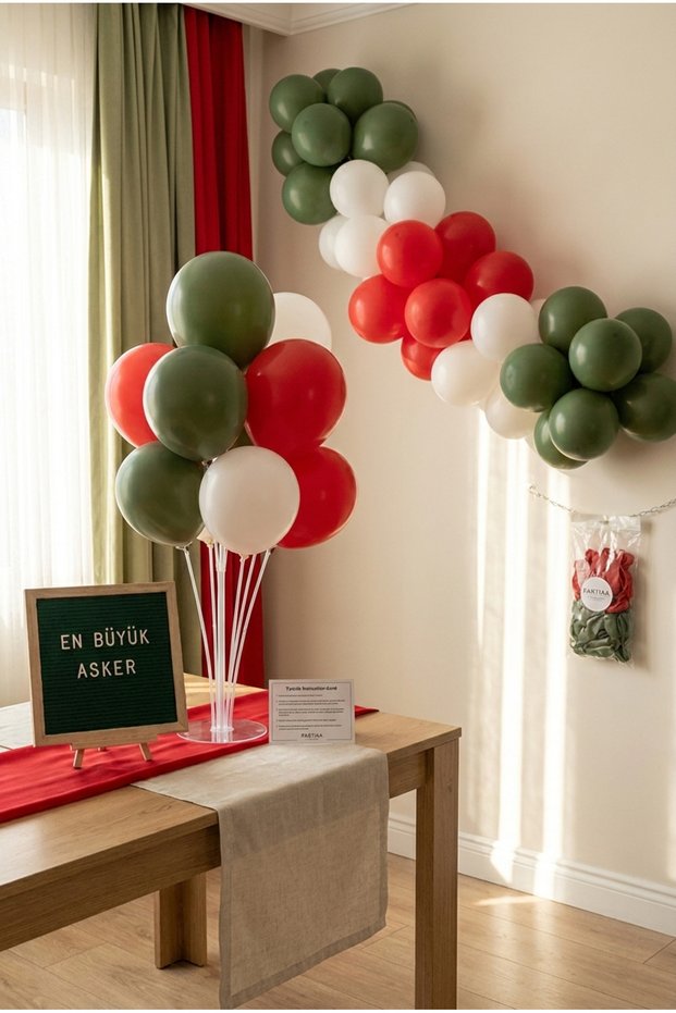 Soldier Welcome Decoration Deluxe Set Dark Green Felt Letter Board Stand Balloon Chain 7 Transparent Balloons with Stand Biggest Soldier Set