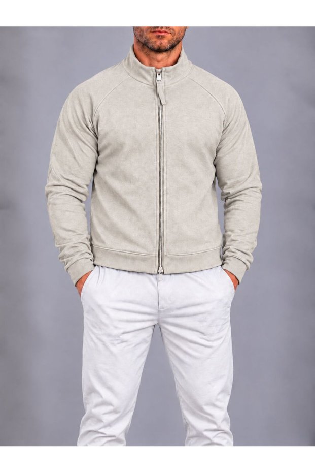 High Collar Reversible Zipper Sweatshirt