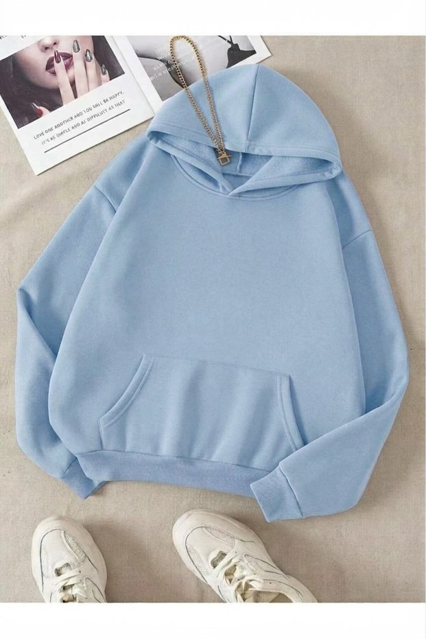 Women's Men's Unisex Baby Blue Hooded