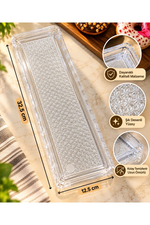 Transparent Patterned Rectangular Presentation Tray