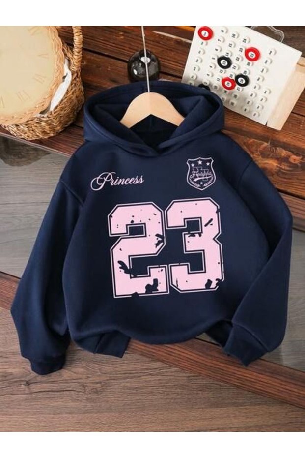 Unisex Navy Blue Low Shoulder Oversized Hooded Casual Sweatshirt with Kangaroo Pocket