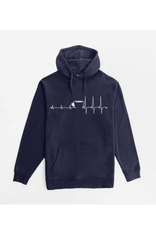 Unisex Navy Blue Kangaroo Pocket Thick Fabric Oversize Hooded Sweatshirt Hoodie