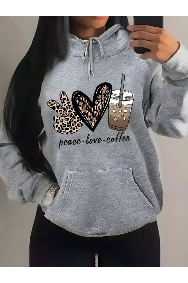 Unisex Gray Streetwear Oversize Hooded Casual Cotton Sweatshirt with Pockets