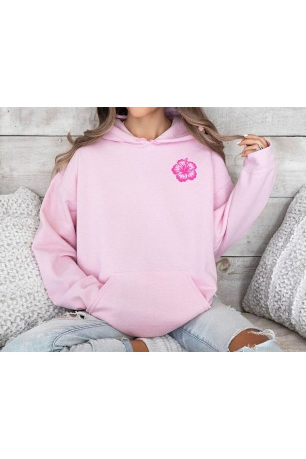 Unisex Pink Kangaroo Pocket Thick Fabric Oversize Hooded Sweatshirt Hoodie