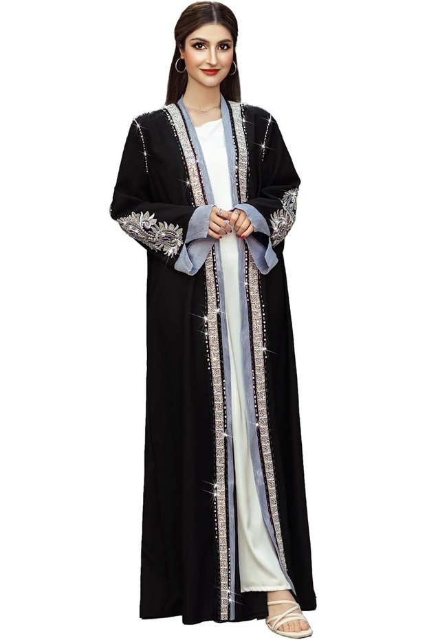 Women's Open Abaya Long Sleeve Modest Cover Up-Elegant Muslim Attire for Casual & Formal Wear