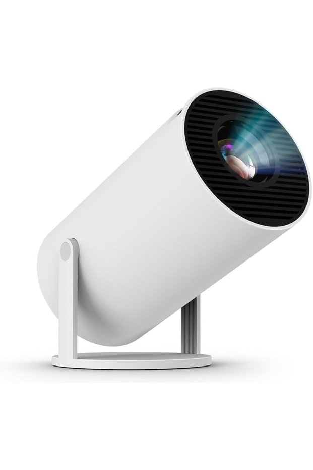 Smartbarry HT88 4K Mini Projector with WiFi and Bluetooth, 1080P, White, Wireless Image Transfer