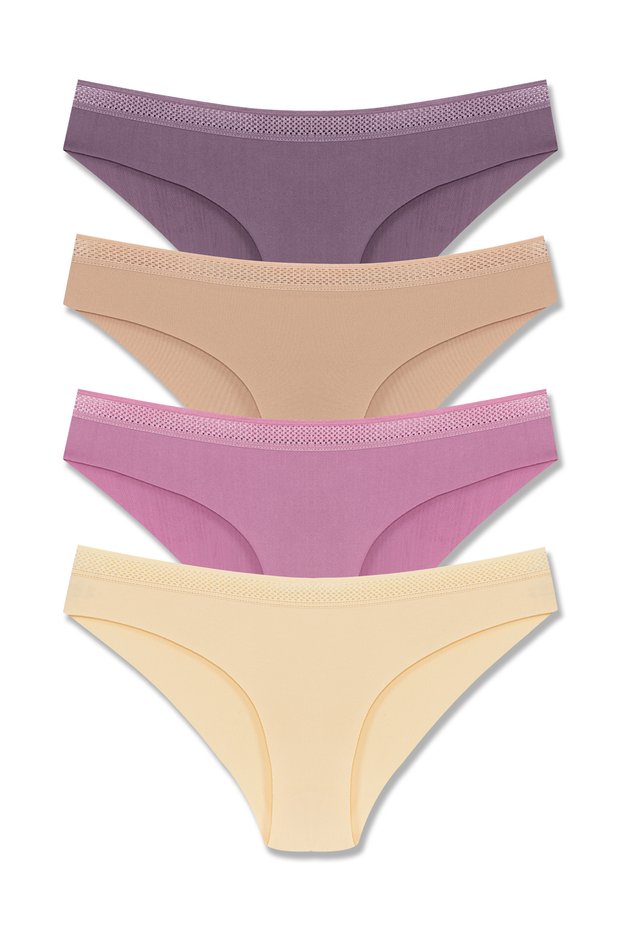 Women's Interlock Laser Cut Honeycomb Rubber Slip Panties 4 Pack