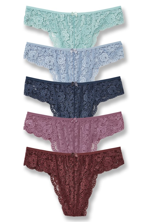 Women's Lace High Waist Plus Size Brazilian Panties 5-Pack
